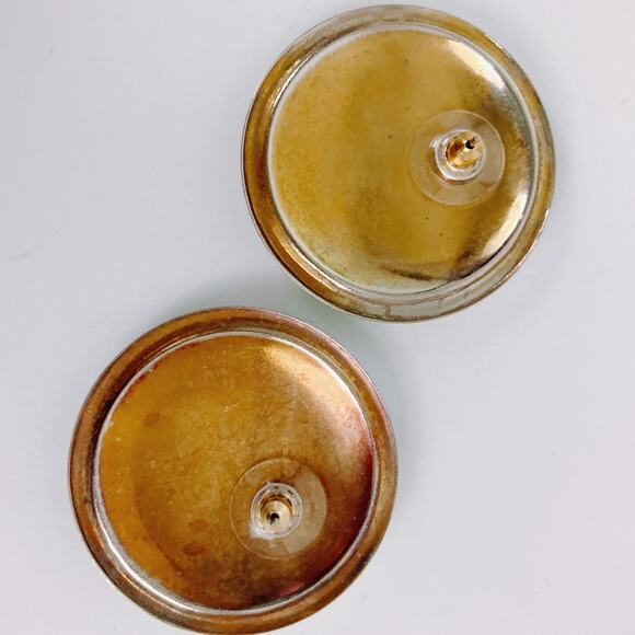 VTG 1980s Enamel Oversized Mint Green Abstract Earrings Scandinavian Influence? - Picture 11 of 12